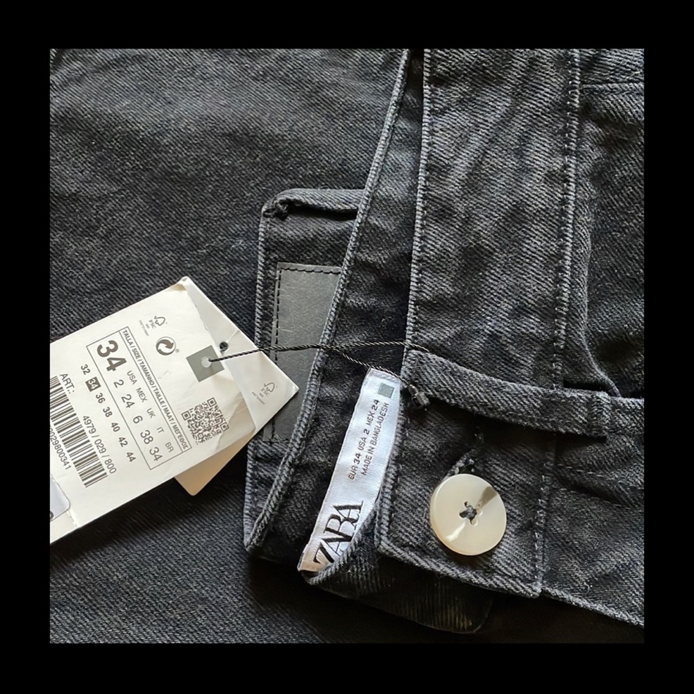NWT Zara High rise wide leg jeans black size 24 & 28 - Picture 12 of 12